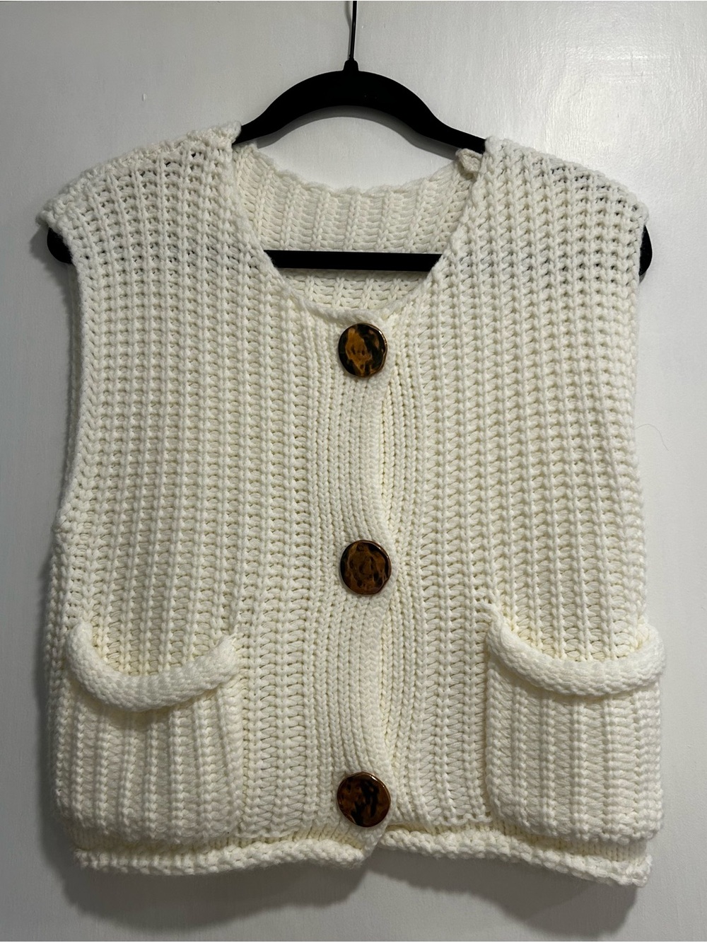 Cream Chunky Knit Sweater Vest